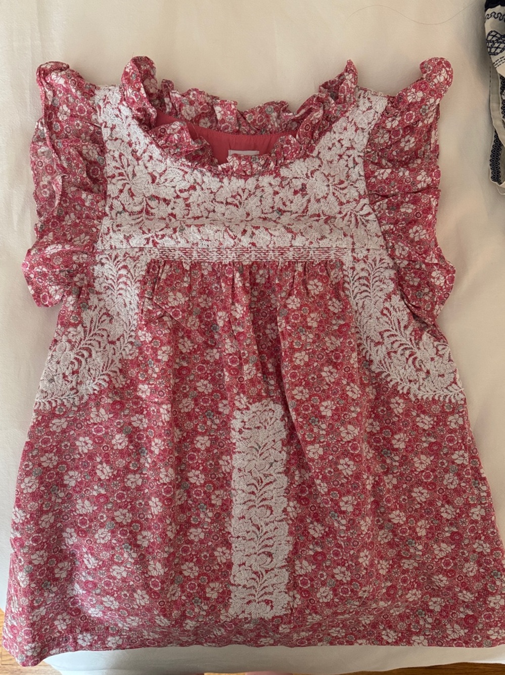 J.Marie Pink Floral Embroidered Ruffle Sleeve Top